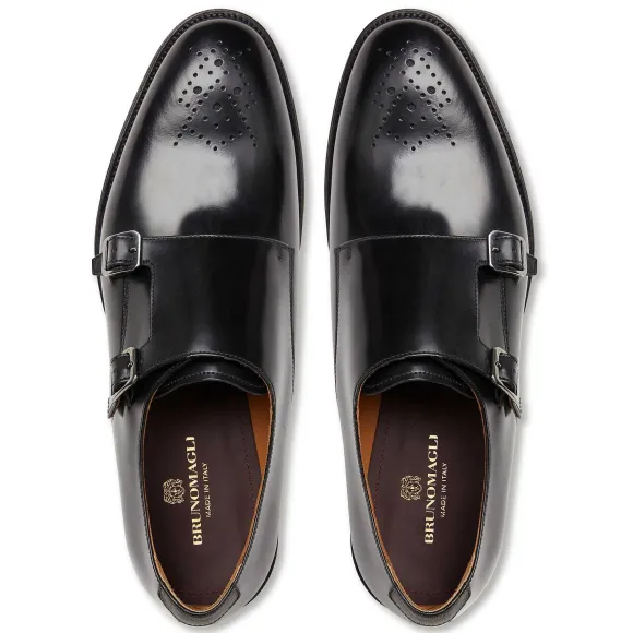 Alfeo Double Monk Strap-Black^Bruno Magli New