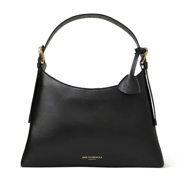 Cora Mini Hobo Handbag Black Nappa Leather^Bruno Magli New