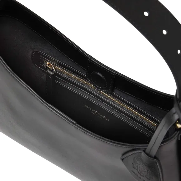 Cora Mini Hobo Handbag Black Nappa Leather^Bruno Magli New