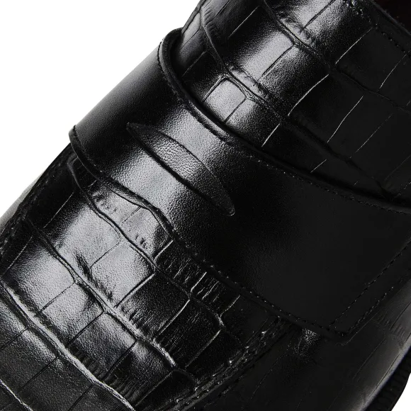 Nathan Penny Loafer- Black Croc^Bruno Magli Best Sale