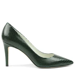 Telma Snake-Print Leather Pointed-Toe Pump - Emerald^Bruno Magli Fashion