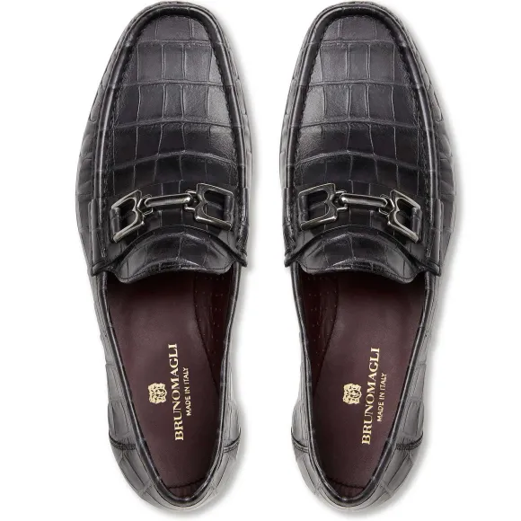 Trieste Classic Moccasin- Black Croc^Bruno Magli Clearance