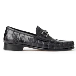 Trieste Classic Moccasin- Black Croc^Bruno Magli Shop
