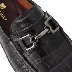Trieste Classic Moccasin- Black Croc^Bruno Magli Shop