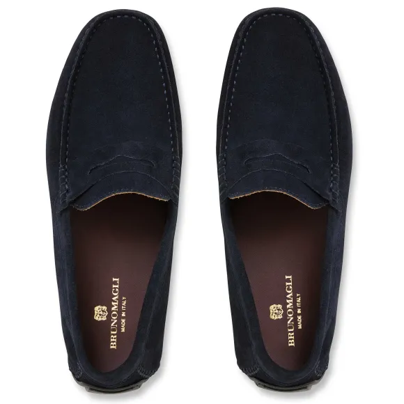 Xane Casual Suede Slip-On Driving Moccasin-Navy^Bruno Magli Outlet