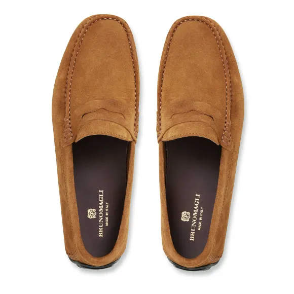 Xane Casual Suede Slip-On Driving Moccasin-Cognac^Bruno Magli Outlet